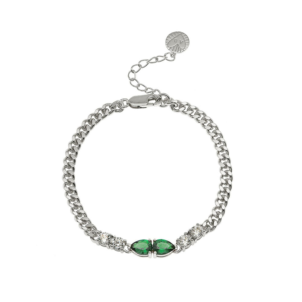 Amelia Scott Silver Sofia Emerald Green Teardrop Bracelet image