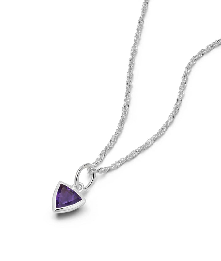 Daisy London Silver Amethyst February Birthstone Charm Necklace