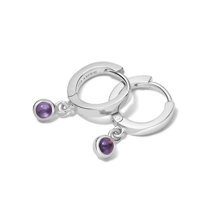 Daisy London Sterling Silver Amethyst Healing Huggie Hoops