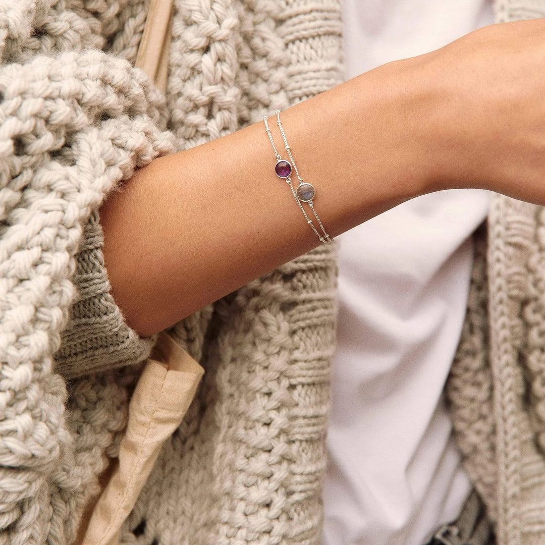 Daisy London Sterling Silver Amethyst Healing Stone Bracelet