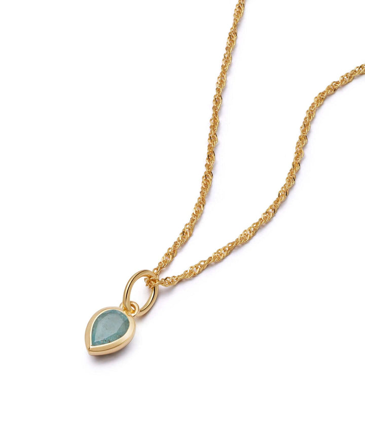 Daisy London Gold Aquamarine March Birthstone Charm Necklace