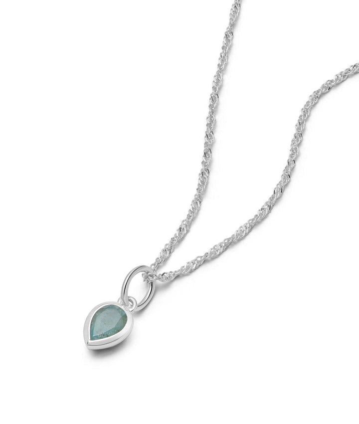 Daisy London Silver Aquamarine March Birthstone Charm Necklace