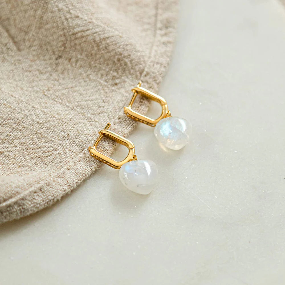 Daisy London Gold Beloved Moonstone Heart Drop Earrings