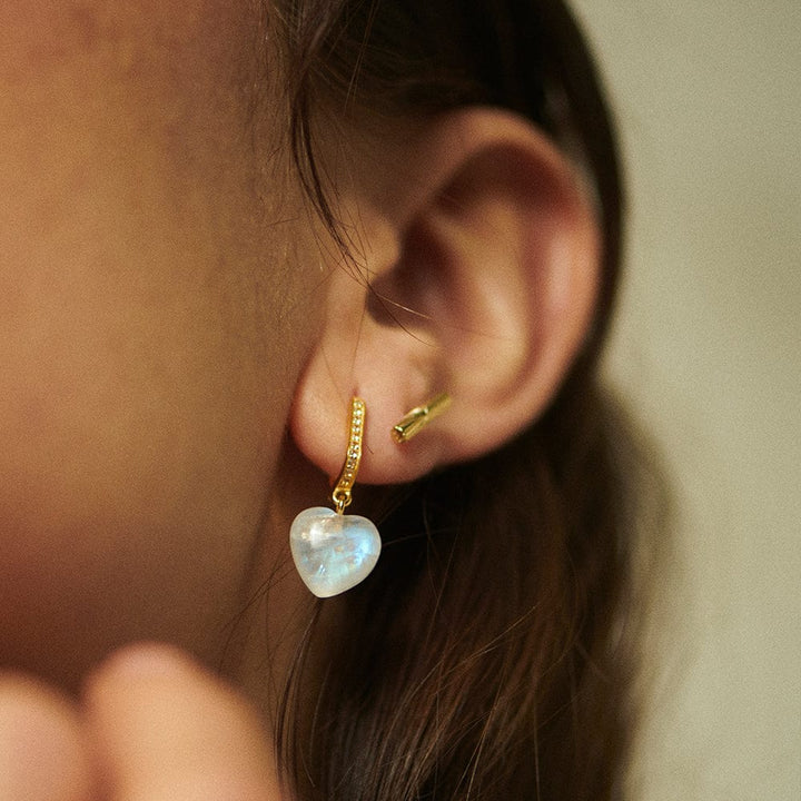 Daisy London Gold Beloved Moonstone Heart Drop Earrings