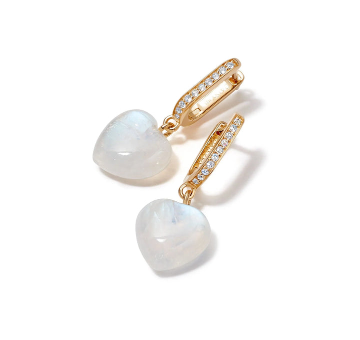 Daisy London Gold Beloved Moonstone Heart Drop Earrings