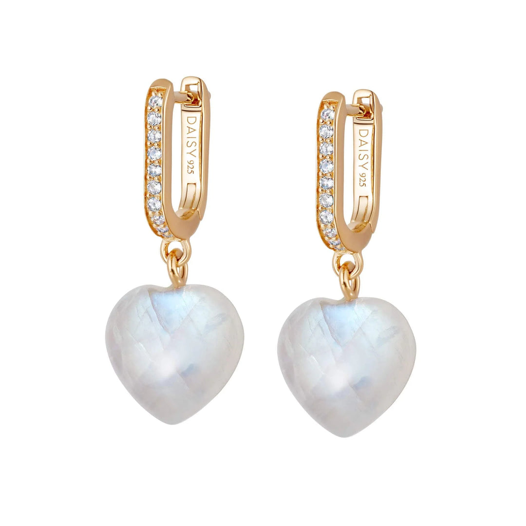 Daisy London Gold Beloved Moonstone Heart Drop Earrings