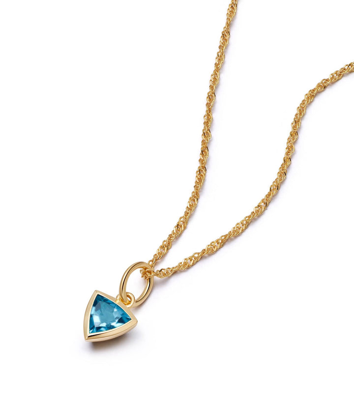 Daisy London Gold Blue Topaz December Birthstone Charm Necklace