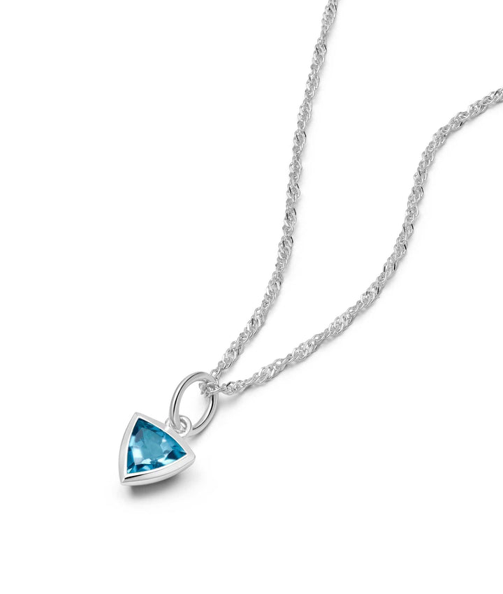 Daisy London Silver Blue Topaz December Birthstone Charm Necklace