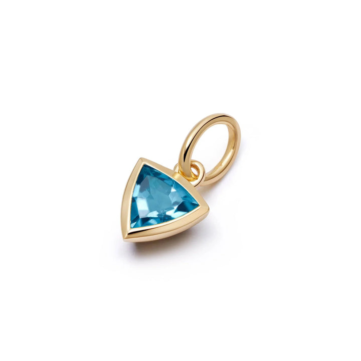 Daisy London Gold Blue Topaz December Birthstone Charm Pendant