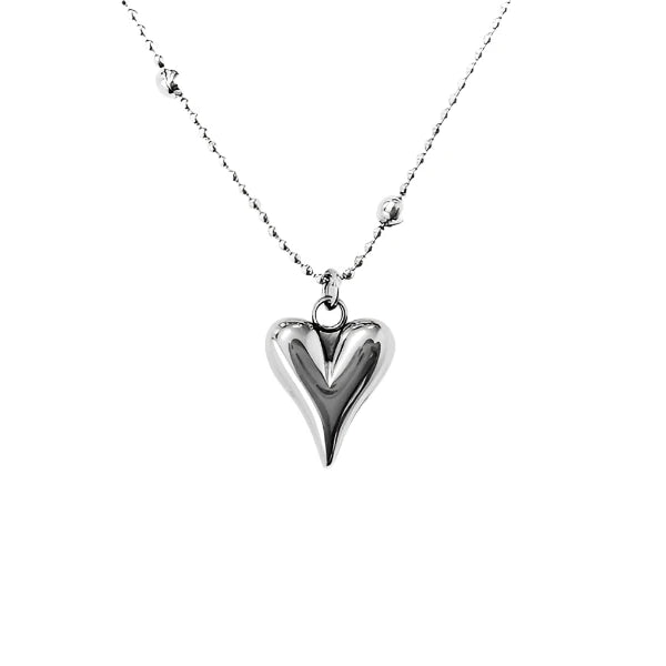 Mococo Essentials Silver Heart Necklace