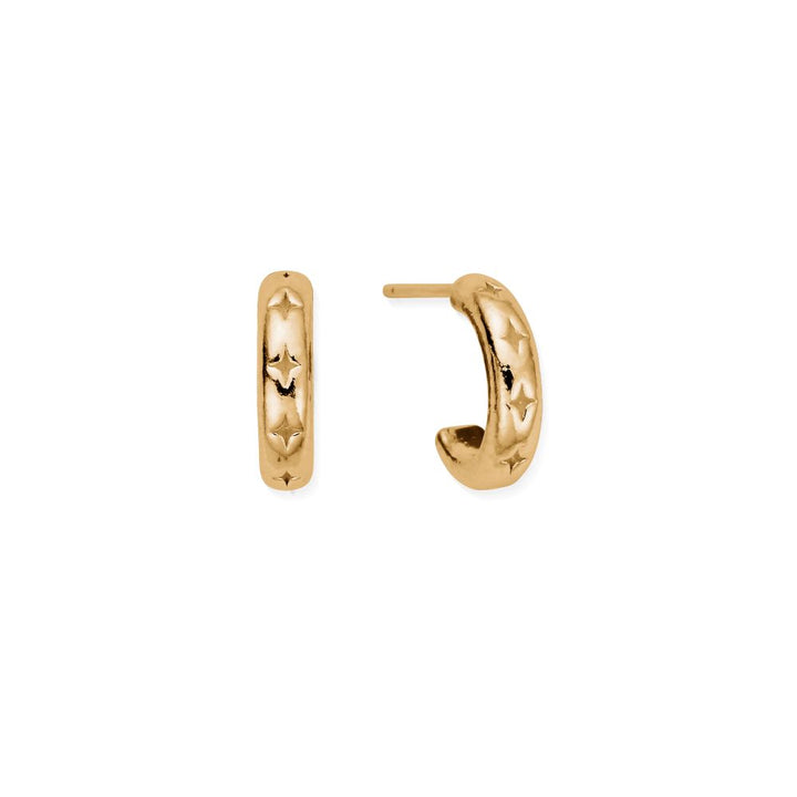 Chlobo Gold Cut Out North Star Huggie Hoop Earrings