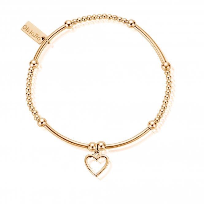 ChloBo Gold Cute Mini Open Heart Bracelet