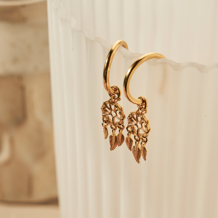 Chlobo Gold Dream Catcher Hoop Earrings