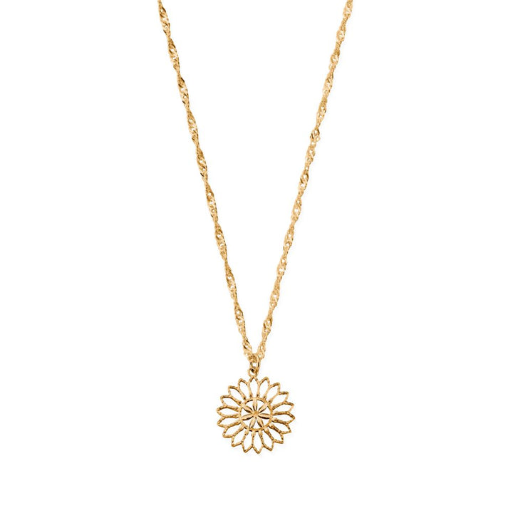 Chlobo Gold Twisted Rope Chain Flower Mandala Necklace