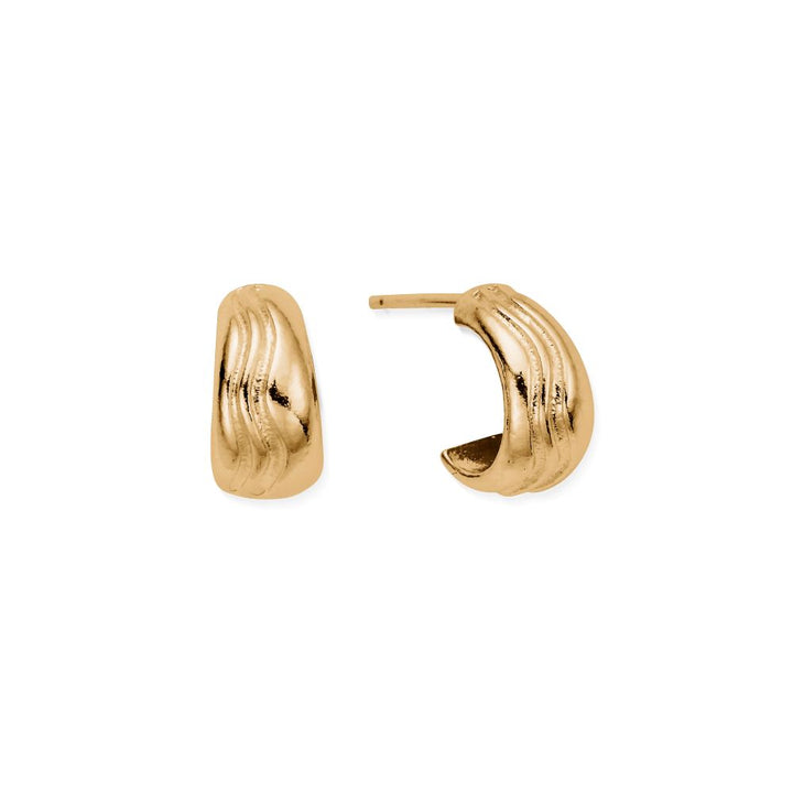 Chlobo Gold Waves Huggie Hoop Earrings