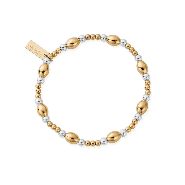 Chlobo Silver and Gold Cute Oval Filler Bracelet