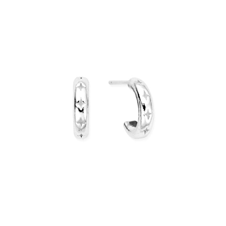 Chlobo Silver Cut Out North Star Huggie Hoop Earrings