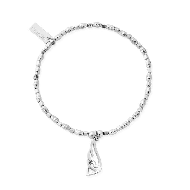 Chlobo Silver Interlocking Angel Wing and Heart Bracelet