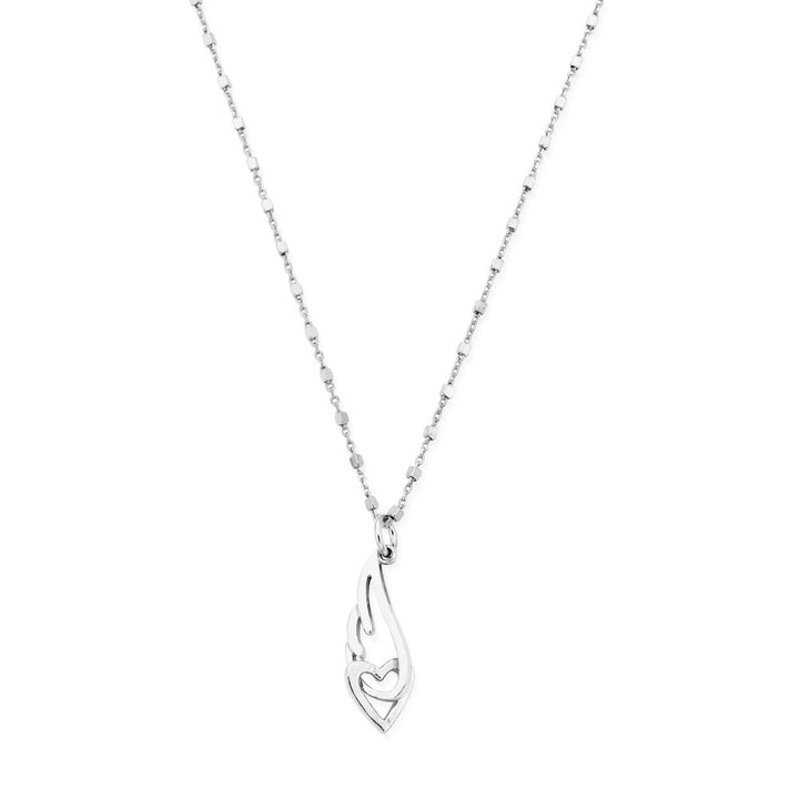 Chlobo Silver Interlocking Angel Wing and Heart Necklace