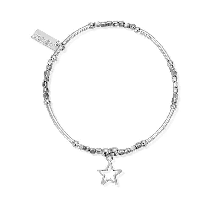 ChloBo  Silver Mini Noodle Open Star Bracelet