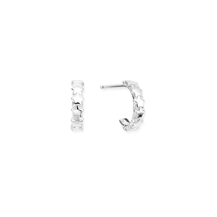 Chlobo Silver Tiny Star Huggie Hoop Earrings