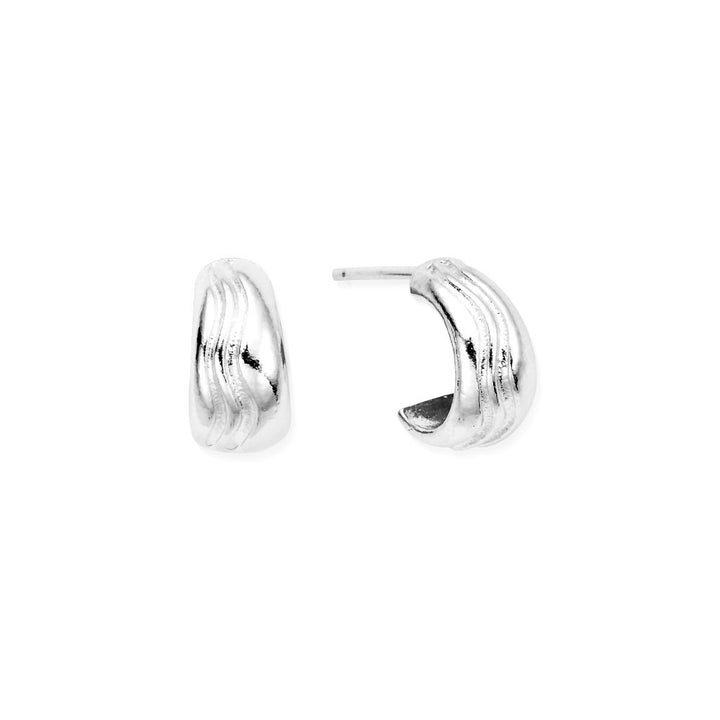 Chlobo Silver Waves Huggie Hoop Earrings