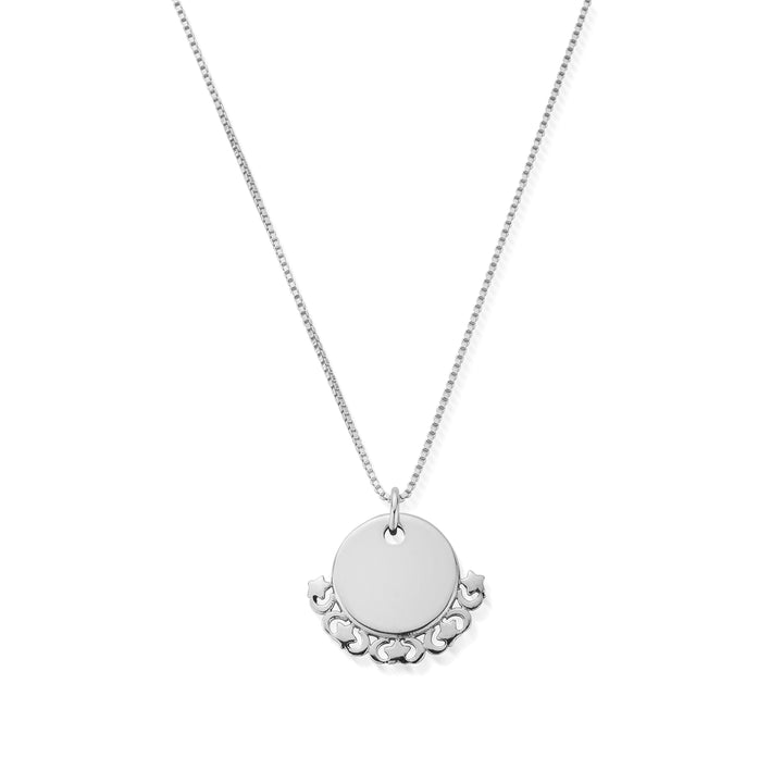 ChloBo Silver Personalised Delicate Box Chain Moon And Stars Necklace