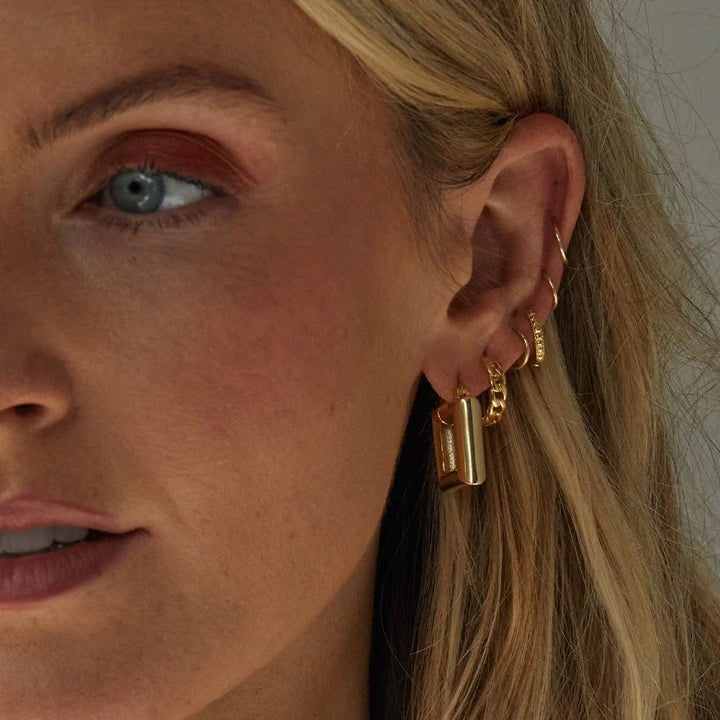 Daisy London Gold Polly Chubby Square Hoops