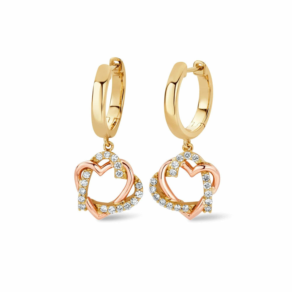 Clogau Always in My Heart 18ct Gold and Diamond Drop Earrings image