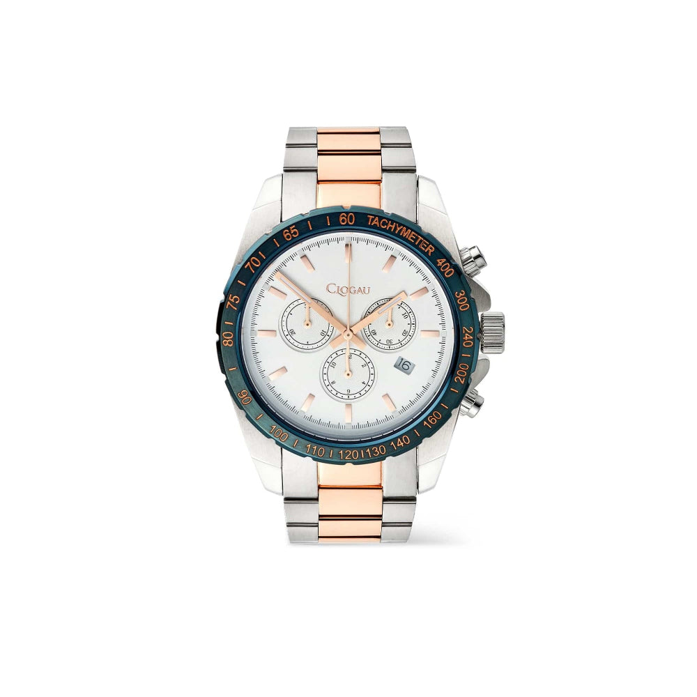 Clogau Brenig Blue Bezel Silver and Rose Gold Men's Watch image