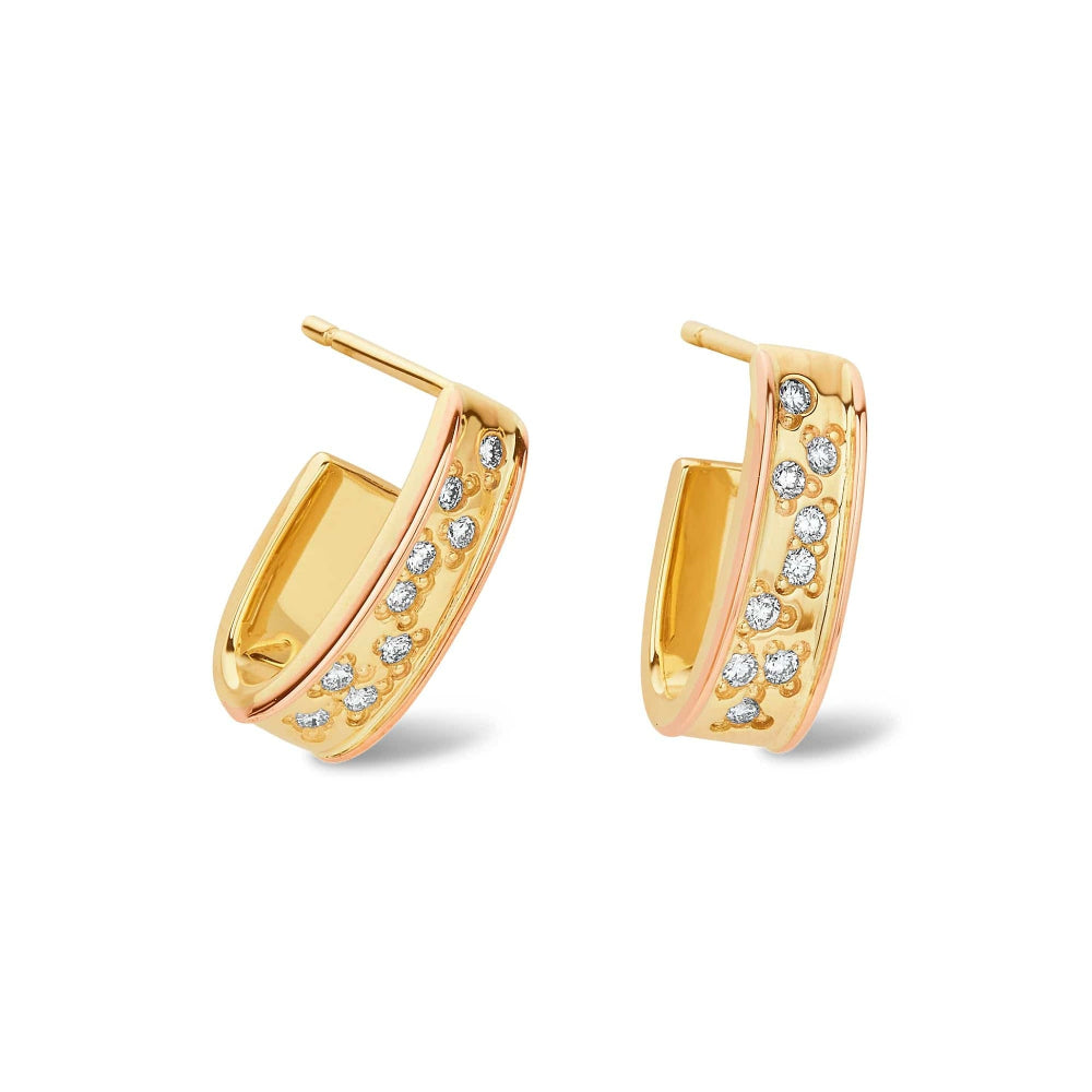 Clogau Cariad  Sparkle Gold and Diamond Half-Hoop Earrings image