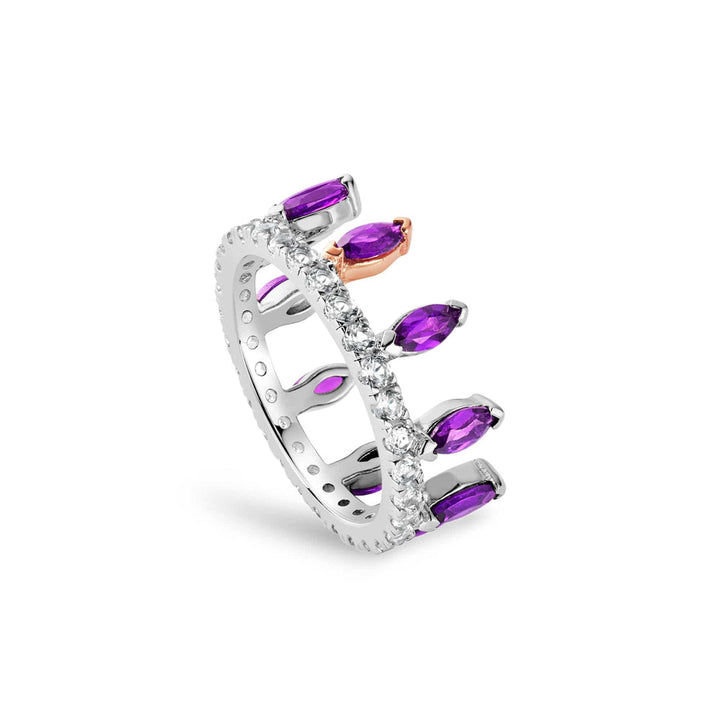 Clogau Celebration Crown Silver and Amethyst Ring 