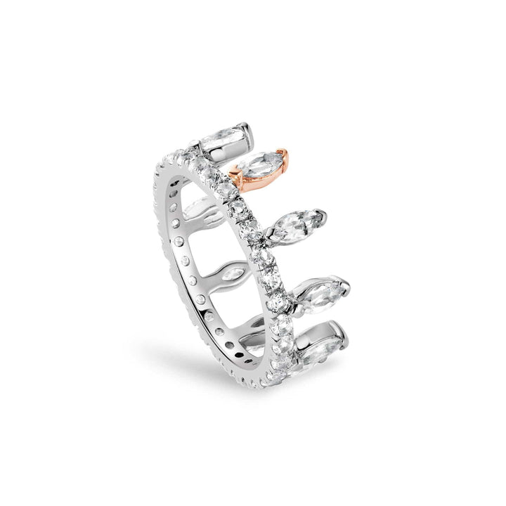 Clogau Celebration Crown Silver and White Topaz Ring 