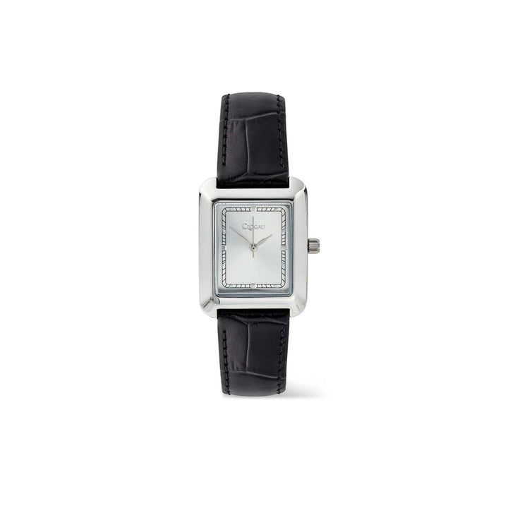 Clogau Crafnant Silver Black Leather Strap Women's Watch image