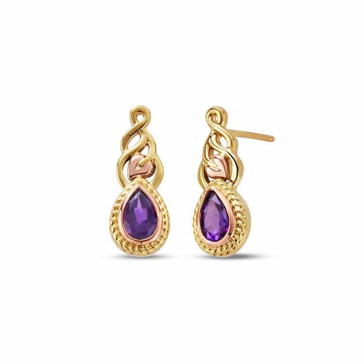 Clogau Delphinium Gold and Amethyst Earrings image