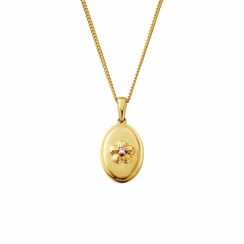 Clogau Forget Me Not Gold and Diamond Pendant image