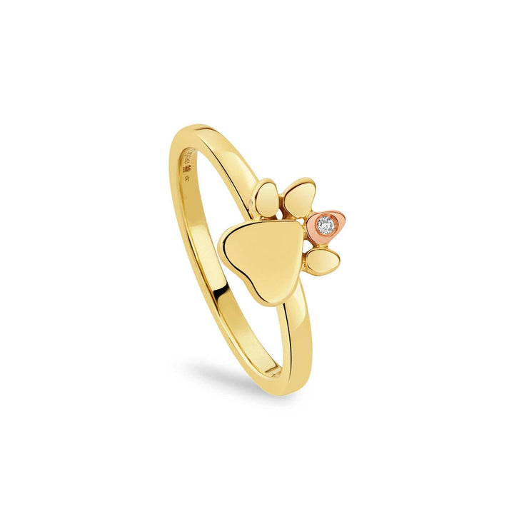 Clogau Paw Prints on My Heart Gold and Diamond Stacking Ring image