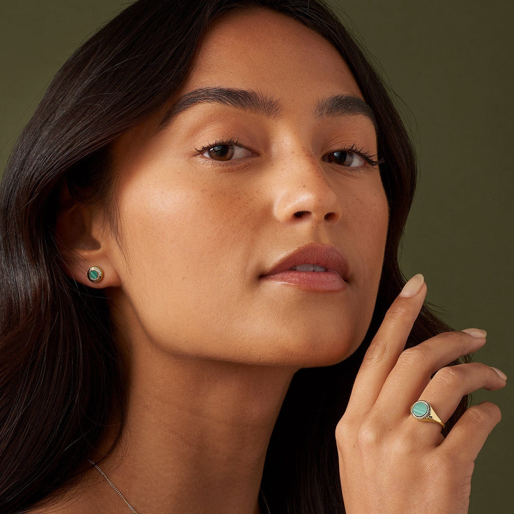 Clogau Reflections of Padarn Gold and Malachite Circular Ring image 1