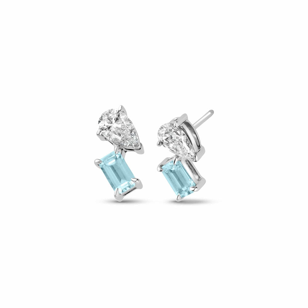 Clogau Ti a Fi White Gold, Diamond and Aquamarine Earrings image