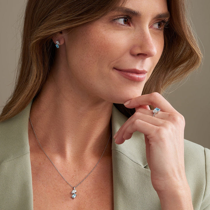 Clogau Ti a Fi White Gold, Diamond and Aquamarine Pendant image 2