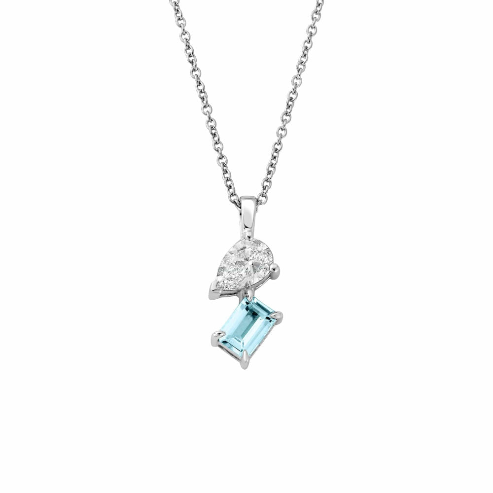 Clogau Ti a Fi White Gold, Diamond and Aquamarine Pendant image