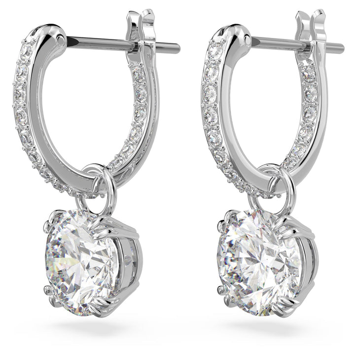 Swarovski Silver Stilla Round Cut Huggie Hoop Earrings