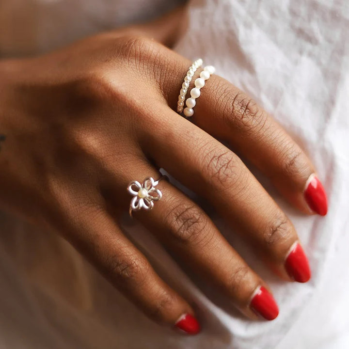 Daisy London Silver Daisy Pearl Ring