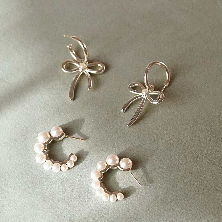 Daisy London Silver Daisy Pearl Big Drop Earrings