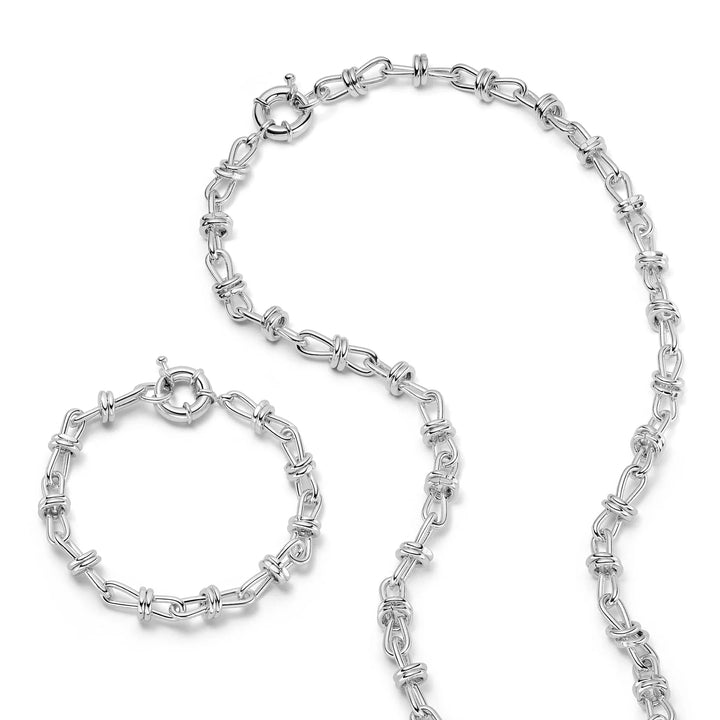 Daisy London Silver Polly Knot Bracelet and Necklace Set