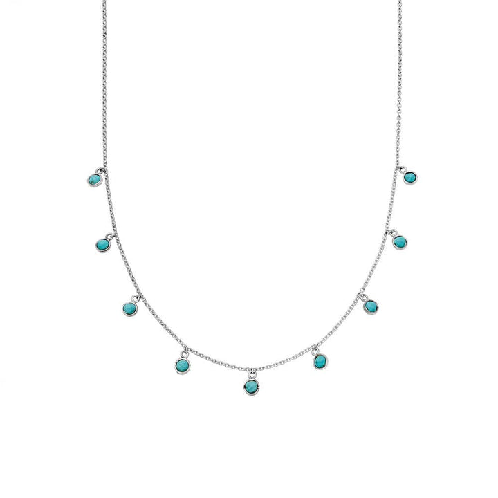 Daisy London Sterling Silver Turquoise Charm Necklace