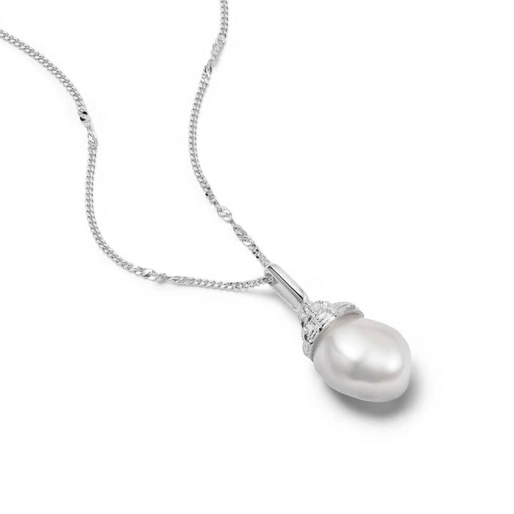 Daisy London Sterling Silver Baroque Pearl Shell Necklace