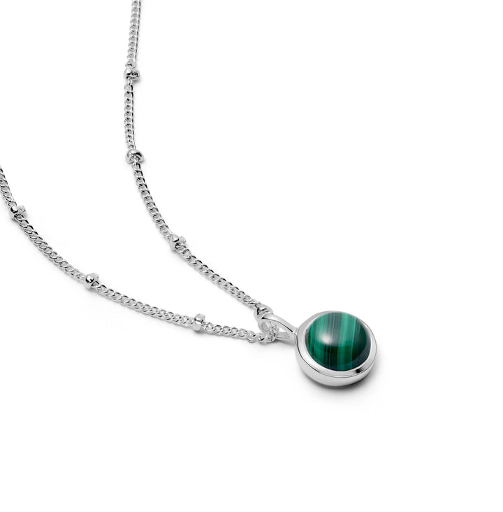 Daisy London Sterling Silver Green Malachite Healing Stone Necklace