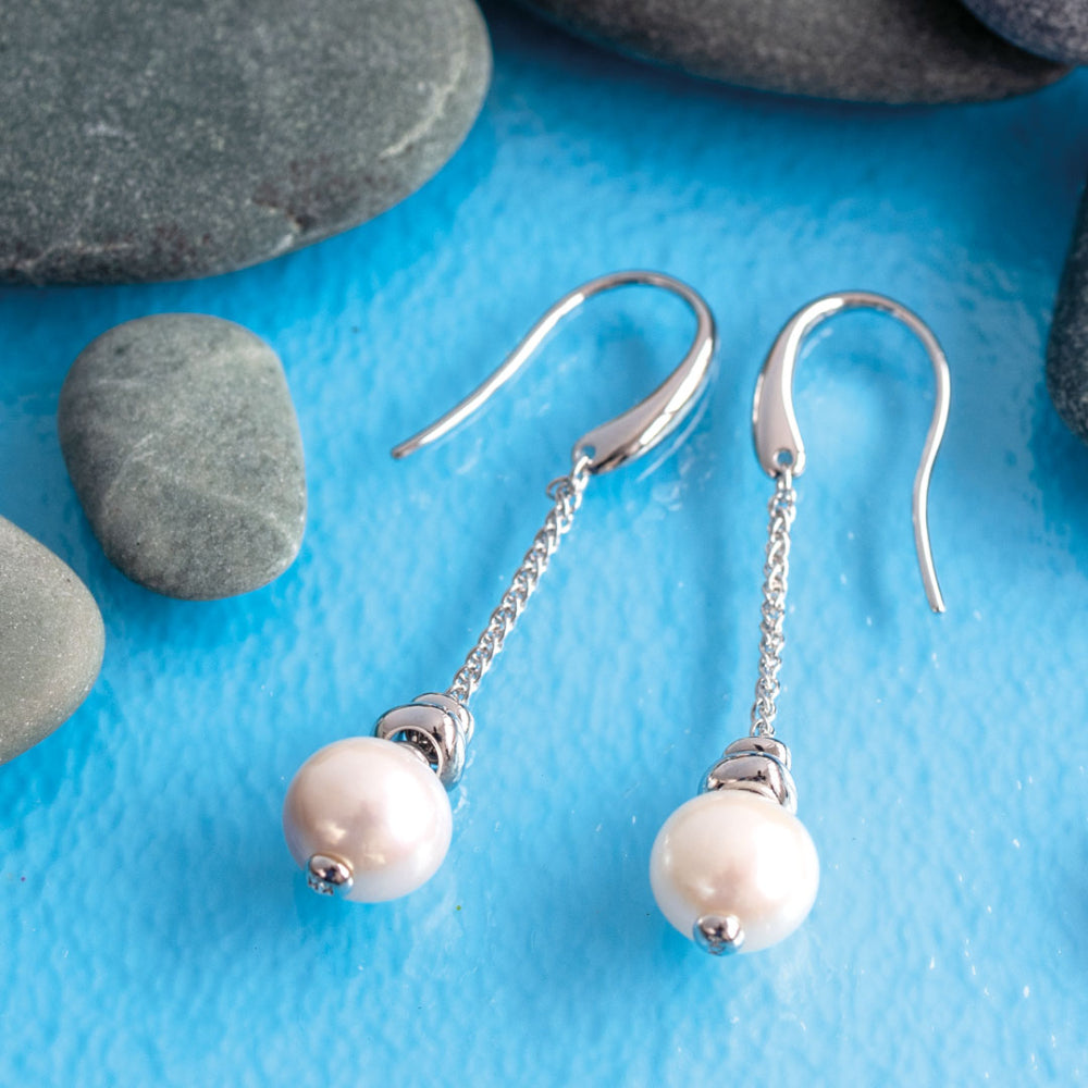 Kit Heath Silver Coast Tumble Pearl Drop Earrings