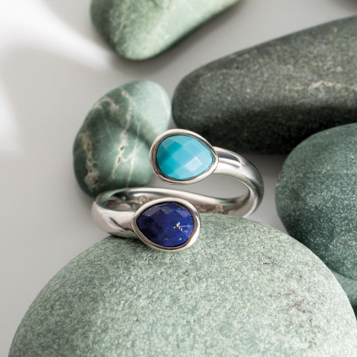 Kit Heath Silver Coast Pebble Azure Open Crossover Ring